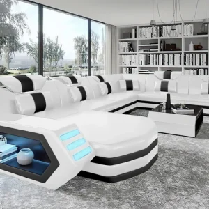 McManu Modern Leather Sectional with LED Light